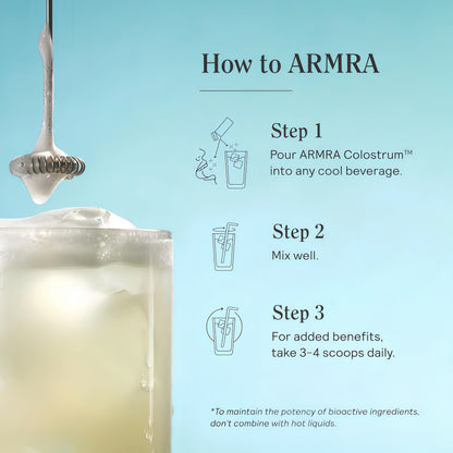 ARMRA Colostrum Powder&nbsp;Unflavored | Gut Health &amp; Bloating | Skin &amp; Hair | Immunity | Keto, Gluten &amp; Fat-Free | 120 Servings
